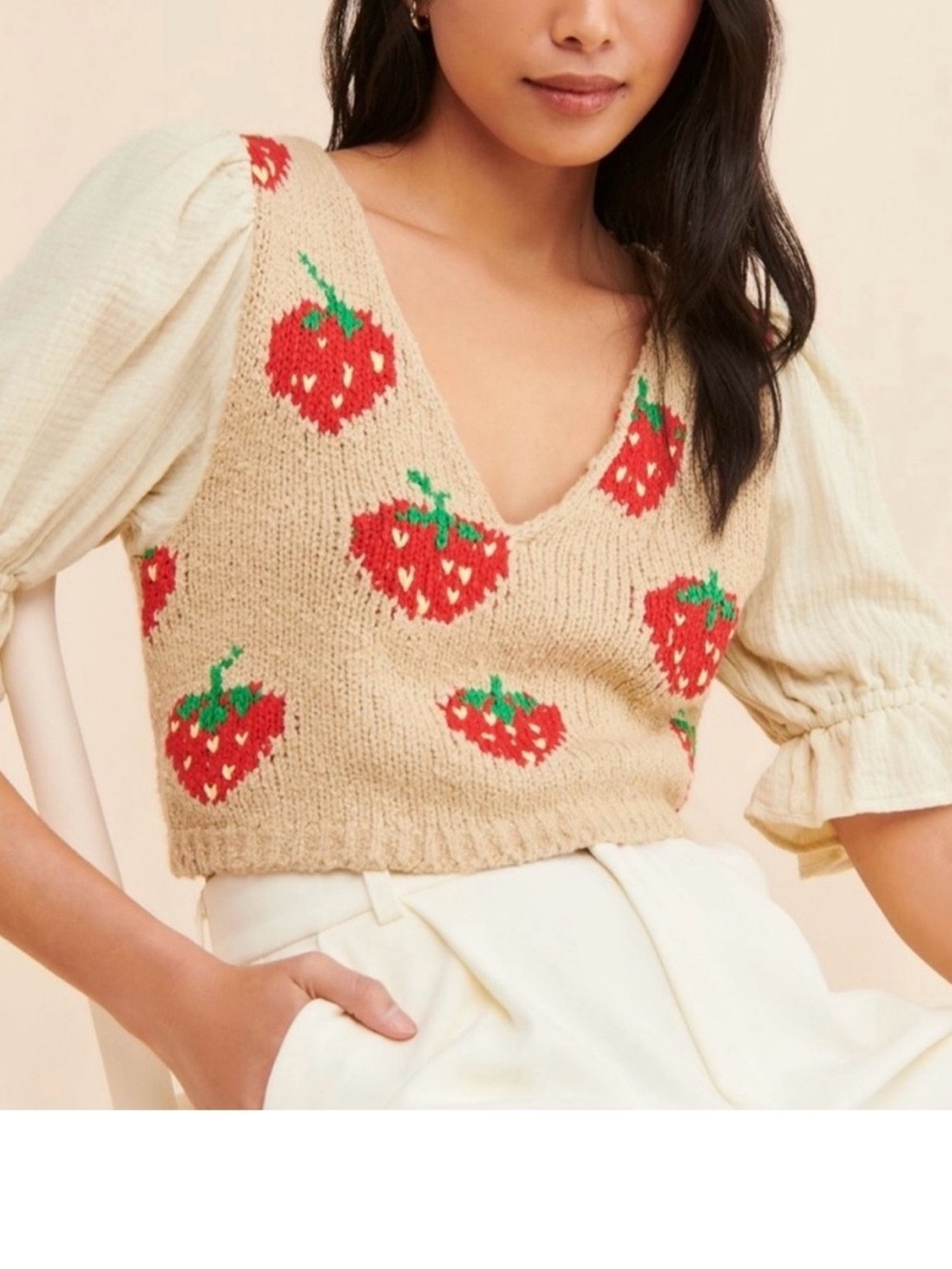 Free people Knit Strawberry shirt